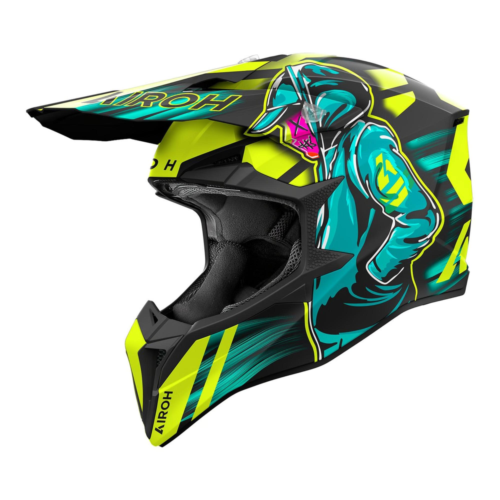 casco offroad airoh wraaap cyber yellow