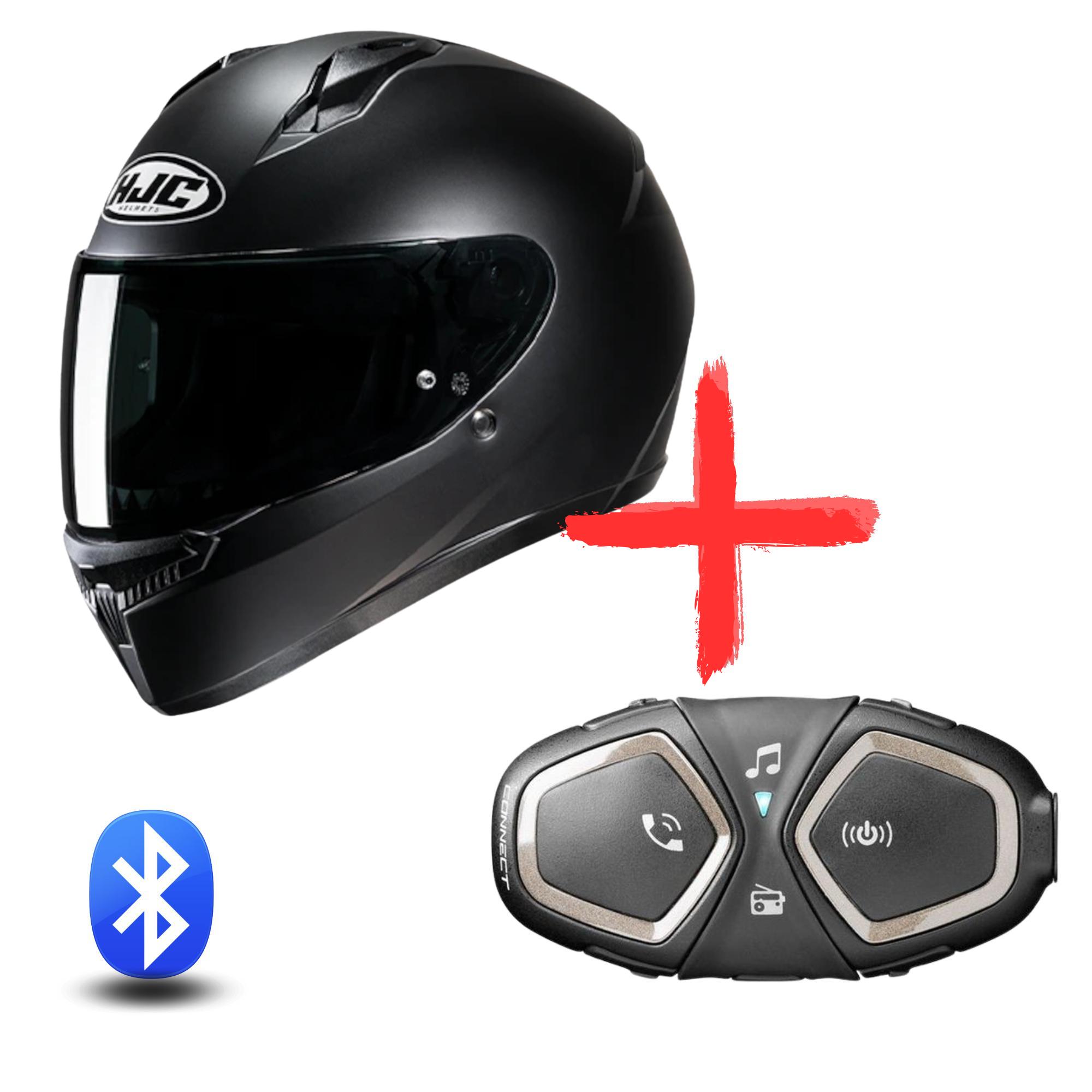 bundle casco interfono hjc c10 nero opaco interphone connect hd